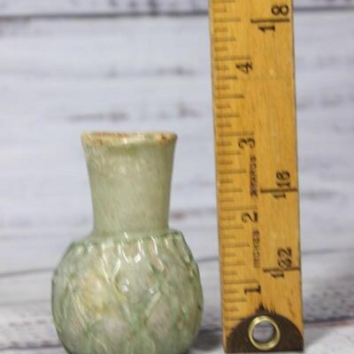 Small Primitive Antique Vintage Handmade Green Glass bottle Vase