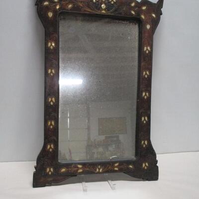 Antique Pearl Inlay Wood Mirror