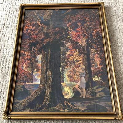 Circa 1927 Golden Hours Framed Lithograph by Maxfield Parrish