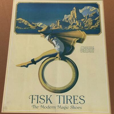 Framed Vintage Print by Maxfield Parrish for Fisk Tires and Rubber Company