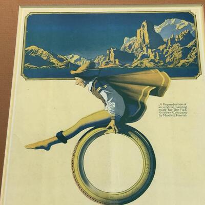 Framed Vintage Print by Maxfield Parrish for Fisk Tires and Rubber Company