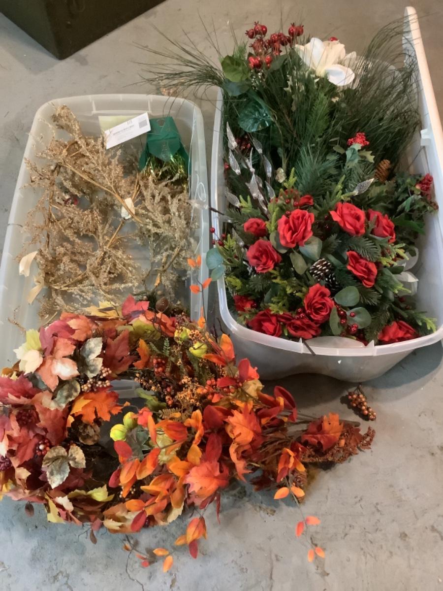 B949 Two Boxes of Silk Floral Decor