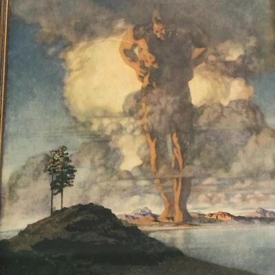 Antique 1914 Print of Atlas by Maxfield Parrish