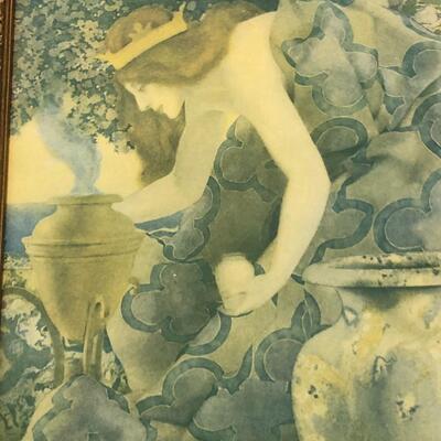 Antique Framed Print of Queen Gulnare of the Sea by Maxfield Parrish