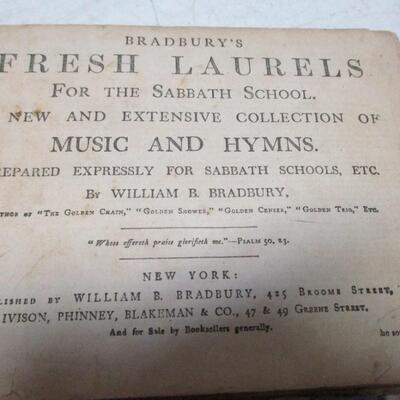 Antique  Sunday School Song Book Bradbury's Fresh Laurels