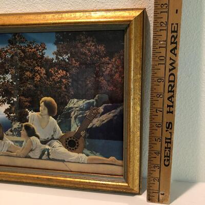 Vintage Framed Print of the Lute Players by Maxfield Parrish