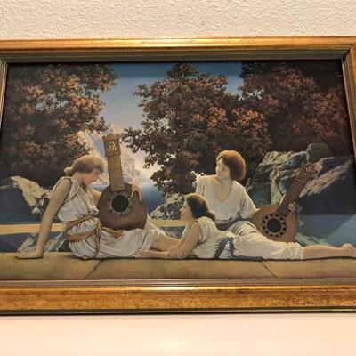 Vintage Framed Print of the Lute Players by Maxfield Parrish