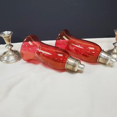 Hamilton Sterling Weighted Candles with red globes