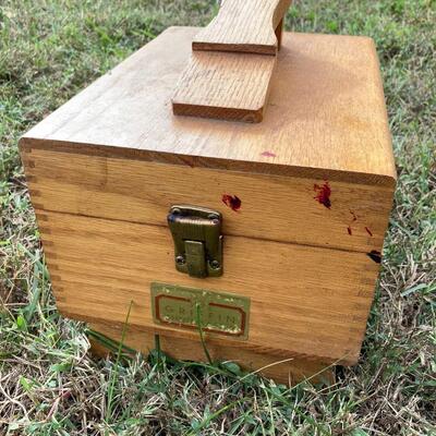 Old Shoe Shine Box. Wooden with contents