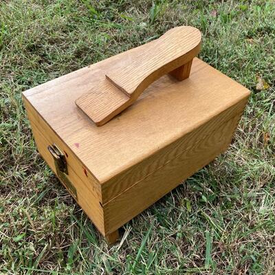 Old Shoe Shine Box. Wooden with contents
