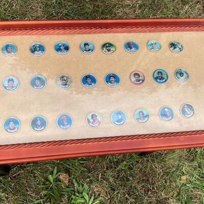 Collection of 27 Baseball Caps in Frame 30â€ x 14â€