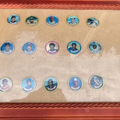 Collection of 27 Baseball Caps in Frame 30â€ x 14â€
