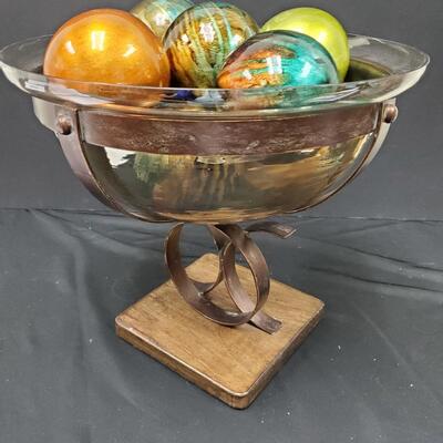 Glass Pedestal Bowl with heavy glass balls