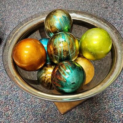 Glass Pedestal Bowl with heavy glass balls