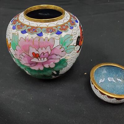 Small lidded Cloisonne Ginger Jar