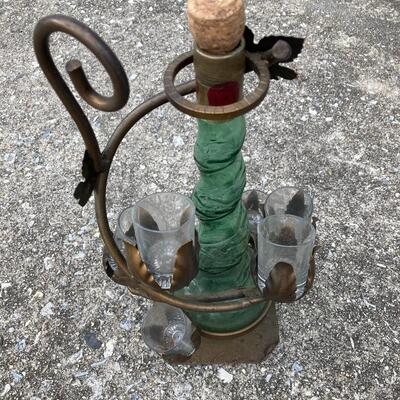 Decorative Cordial Set with Metal Rack