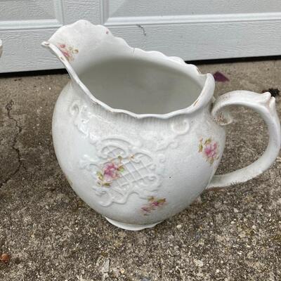 Large Porcelain Pitcher and Vase Set