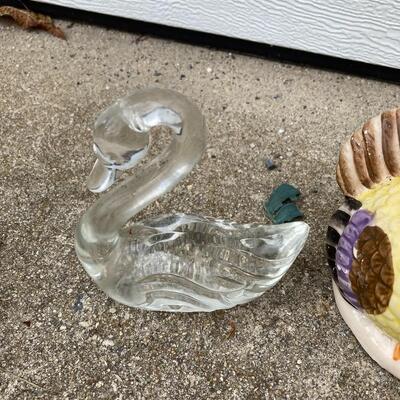 3 piece Bird Collection Porcelain and Glass