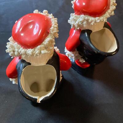 Antique Pair of NAPCO Porcelain Santa Vases