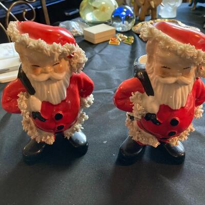 Antique Pair of NAPCO Porcelain Santa Vases