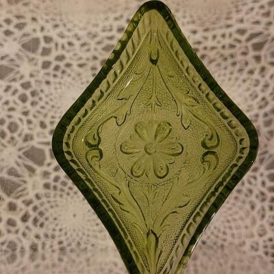 Lot 175: Vintage Green Glass Club, Spade, Heart and Diamond Little Dishes