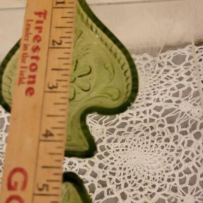 Lot 175: Vintage Green Glass Club, Spade, Heart and Diamond Little Dishes