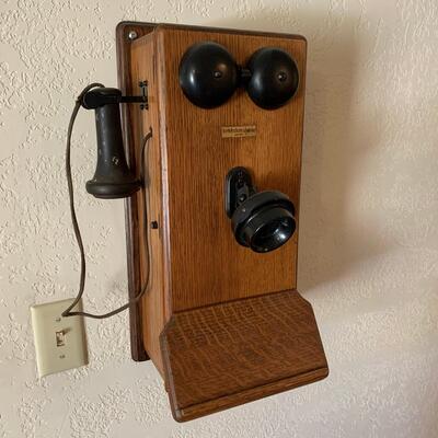 #1 Antique Oak Crank Telephone Northern Electric Company