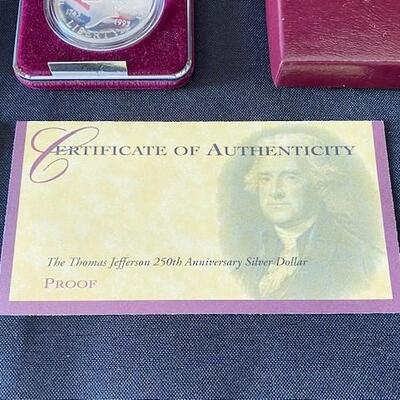 LOT#29: 1993 Thomas Jefferson 250th Anniversary Silver Dollar