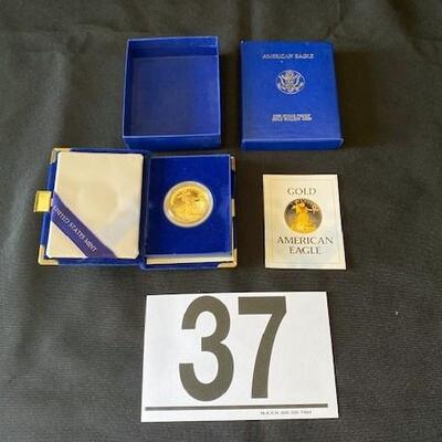 LOT#37: 1987 American Eagle 1oz Proof Gold Bullion Coin