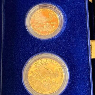 LOT#38: 1988 American Eagle 1oz & 0.5oz Proof Gold Bullion Coins