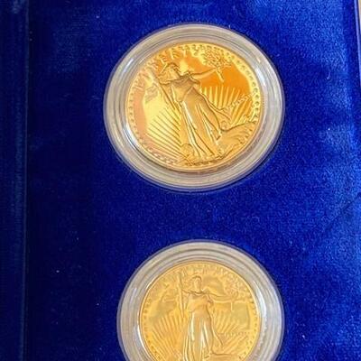 LOT#38: 1988 American Eagle 1oz & 0.5oz Proof Gold Bullion Coins