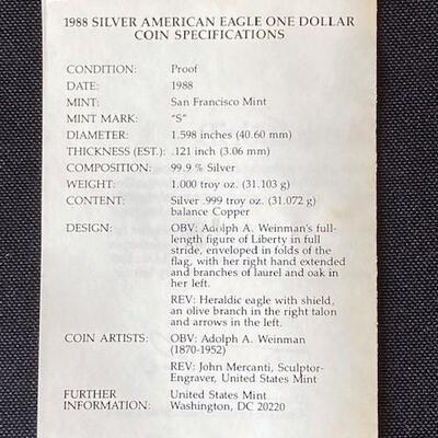 LOT#62: 1988 American Silver Dollar Lot #2