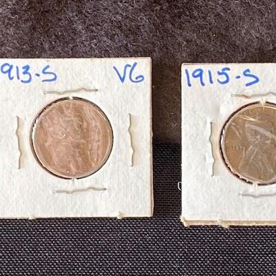 LOT#66: 1913-S & 1915-S Wheat Cents