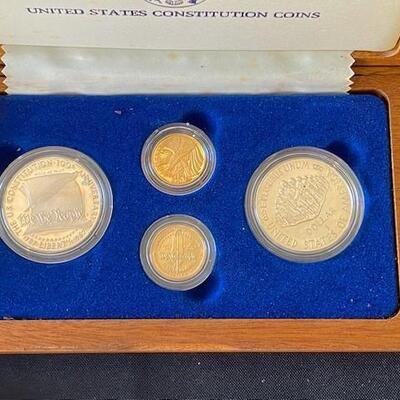 LOT#82: 1987 US Constitution Silver Dollar and Gold Coin Lot