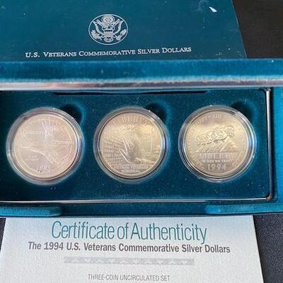LOT#95: 1994 US Veterans Comm Silver Dollars Lot #2