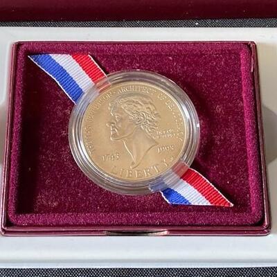 LOT#99: 1993 Thomas Jefferson 250th Anniversary Silver Dollar