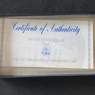 LOT#103: 1991 USO Silver Dollar Commemorative