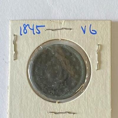 LOT#115: 1845 Large Cent Liberty Braided Hair VG