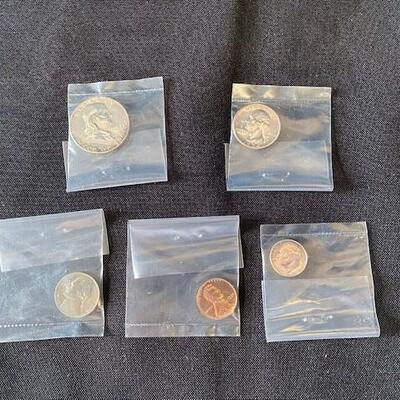LOT#118: 1954 Half Dollar, Quarter, Nickel, Dime & Cent