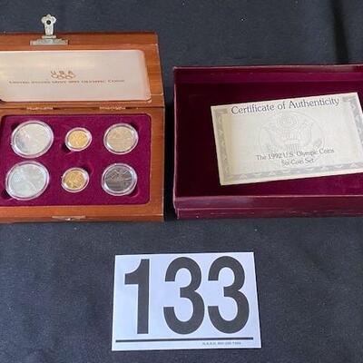LOT#133: 1992 US Mint Olympic Coin Set (Silver & Gold) Proof
