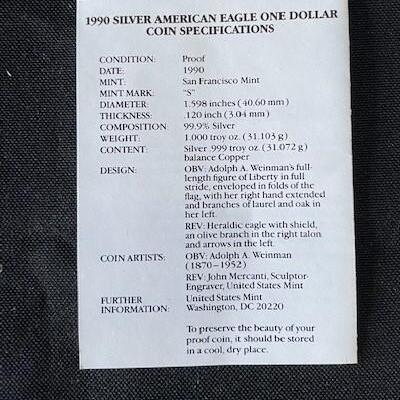 LOT#146: 1990-P American Silver Eagle Proof