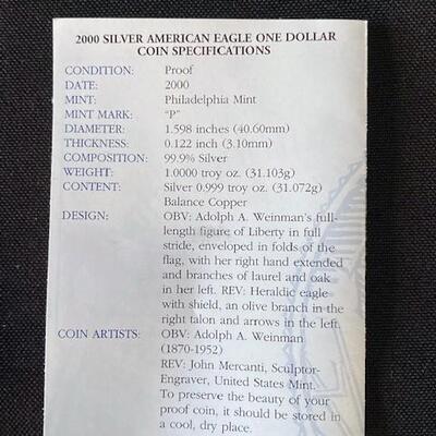LOT#147: 2000-P American Silver Eagle Proof