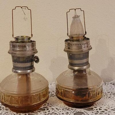 Lot 191: (2) Aladdin Glass Kerosene Lamps