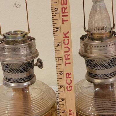 Lot 191: (2) Aladdin Glass Kerosene Lamps