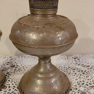 Lot 192: (2) Antique Kerosene Metal Lamps
