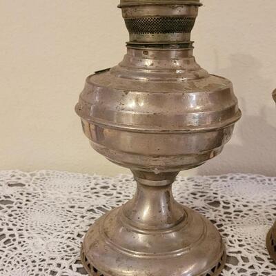 Lot 192: (2) Antique Kerosene Metal Lamps
