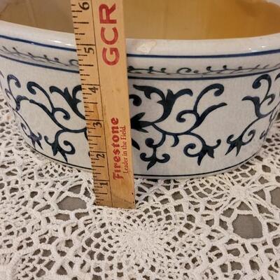 Lot 202: Blue & White Planter with Plastic Insert