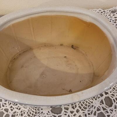Lot 202: Blue & White Planter with Plastic Insert