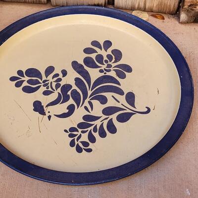 Lot 215: (2) Ceramic Planters (one made in Italy), Pfaltzgraff Metal Tray and Wood Planter Box with Drainage Hole