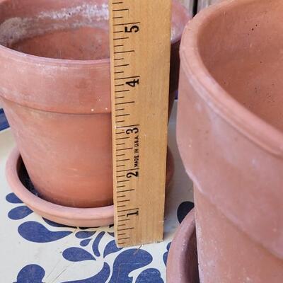 Lot 215: (2) Ceramic Planters (one made in Italy), Pfaltzgraff Metal Tray and Wood Planter Box with Drainage Hole